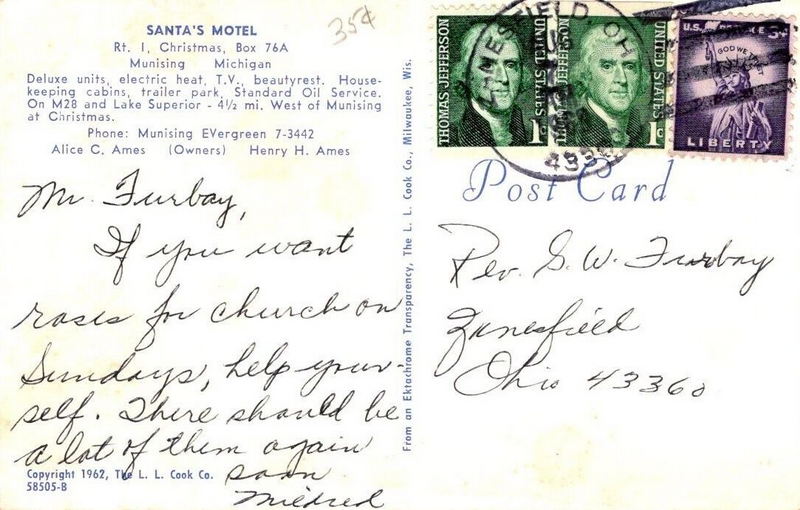 Santas Motel - Vintage Post Card